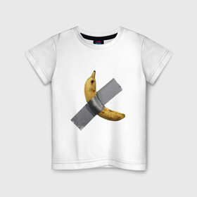 Детская футболка хлопок с принтом  Банан за 120 тысяч долларов в Кировске, 100% хлопок | круглый вырез горловины, полуприлегающий силуэт, длина до линии бедер | art basel | banan | mem | memas | meme | мем | мемас | мемчик