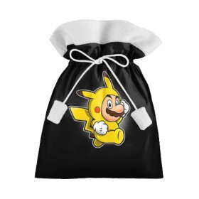 Подарочный 3D мешок с принтом Марио в костюме пикачу в Кировске, 100% полиэстер | Размер: 29*39 см | 2 в 1 | mario | pikachy | pokemon | аниме | водопроводчик | комбо | косплей | костюм | луиджи | марио | пикачу | покемоны