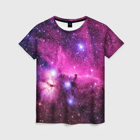 Женская футболка 3D с принтом КОСМОС в Кировске, 100% полиэфир ( синтетическое хлопкоподобное полотно) | прямой крой, круглый вырез горловины, длина до линии бедер | galaxy | nasa | nebula | space | star | абстракция | вселенная | галактика | звезда | звезды | космический | наса | планеты
