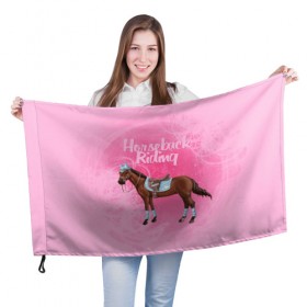 Флаг 3D с принтом Horseback Rading в Кировске, 100% полиэстер | плотность ткани — 95 г/м2, размер — 67 х 109 см. Принт наносится с одной стороны | животные | конный спорт | конь | лошадь | наездник | спорт