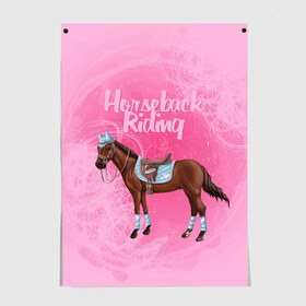 Постер с принтом Horseback Rading в Кировске, 100% бумага
 | бумага, плотность 150 мг. Матовая, но за счет высокого коэффициента гладкости имеет небольшой блеск и дает на свету блики, но в отличии от глянцевой бумаги не покрыта лаком | животные | конный спорт | конь | лошадь | наездник | спорт