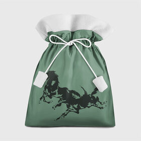 Подарочный 3D мешок с принтом черные кони в Кировске, 100% полиэстер | Размер: 29*39 см | Тематика изображения на принте: животные | конный спорт | конь | лошадь | наездник | спорт