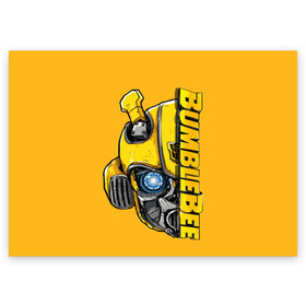 Поздравительная открытка с принтом Transformers Bumblebee в Кировске, 100% бумага | плотность бумаги 280 г/м2, матовая, на обратной стороне линовка и место для марки
 | bumblebee | transformers | автоботы | бамблби | мегатрон | оптимус прайм | роботы | трансформеры