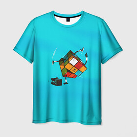 Мужская футболка 3D с принтом Кубик Рубика танцор в Кировске, 100% полиэфир | прямой крой, круглый вырез горловины, длина до линии бедер | mathematica | кубик | магия. формулы | математика | наука | рубика | соберись | танец | технарь