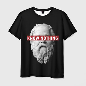 Мужская футболка 3D с принтом Ничего Не Знаю в Кировске, 100% полиэфир | прямой крой, круглый вырез горловины, длина до линии бедер | supreme | греция | картинка | прикол | прикольна | сократ | статуя | супреме | суприм | суприме | философ | философия