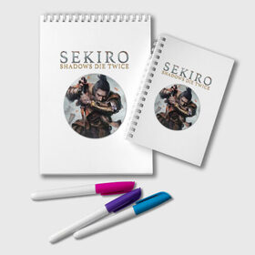 Блокнот с принтом Sekiro в Кировске, 100% бумага | 48 листов, плотность листов — 60 г/м2, плотность картонной обложки — 250 г/м2. Листы скреплены удобной пружинной спиралью. Цвет линий — светло-серый
 | action | game | japan | sekiro | shadows die twice | wolf | воин | волк | игра | сенгоку | экшен | япония