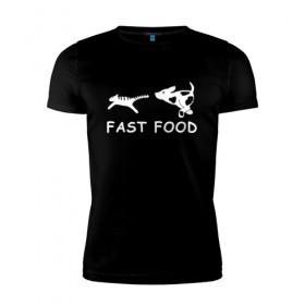 Мужская футболка премиум с принтом Fast food (белый) в Кировске, 92% хлопок, 8% лайкра | приталенный силуэт, круглый вырез ворота, длина до линии бедра, короткий рукав | 