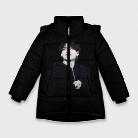 Зимняя куртка для девочек 3D с принтом BTS Jeon JungKook в Кировске, ткань верха — 100% полиэстер; подклад — 100% полиэстер, утеплитель — 100% полиэстер. | длина ниже бедра, удлиненная спинка, воротник стойка и отстегивающийся капюшон. Есть боковые карманы с листочкой на кнопках, утяжки по низу изделия и внутренний карман на молнии. 

Предусмотрены светоотражающий принт на спинке, радужный светоотражающий элемент на пуллере молнии и на резинке для утяжки. | bts | jeon | jungkook | бтс | чонгук