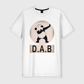 Мужская футболка хлопок Slim с принтом DAB Panda в Кировске, 92% хлопок, 8% лайкра | приталенный силуэт, круглый вырез ворота, длина до линии бедра, короткий рукав | best | dab | dabbig | dance | freedom | hip hop | music | panda | rap | даб | даббинг | животные | крутой | лучший | медведь | музыка | панда | рэп | рэпер | свобода | танец | хип хоп