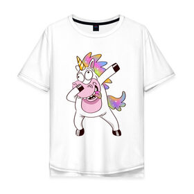 Мужская футболка хлопок Oversize с принтом Dabbing Unicorn в Кировске, 100% хлопок | свободный крой, круглый ворот, “спинка” длиннее передней части | best | dab | dabbig | dance | freedom | hip hop | music | rap | unicorn | даб | даббинг | единорог | крутой | лучший | музыка | рэп | рэпер | свобода | танец | хип хоп