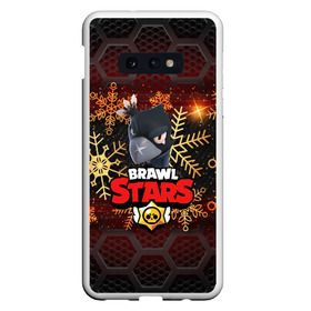 Чехол для Samsung S10E с принтом Новогодний BRAWL STARS CROW в Кировске, Силикон | Область печати: задняя сторона чехла, без боковых панелей | 2020 | android | background | brawl stars | crow | games | leon | mobile game | sn | stars | бравл старс | ворон | игры | леон | мобильные игры | синий | снег | снежинки | текстура | фон