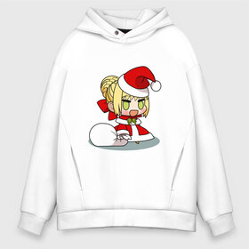 Мужское худи Oversize хлопок с принтом Padoru Padoru мем в Кировске, френч-терри — 70% хлопок, 30% полиэстер. Мягкий теплый начес внутри —100% хлопок | боковые карманы, эластичные манжеты и нижняя кромка, капюшон на магнитной кнопке | fate | padoru | аниме | мем | новый год | падору | санта | тянка | чиби | чибик