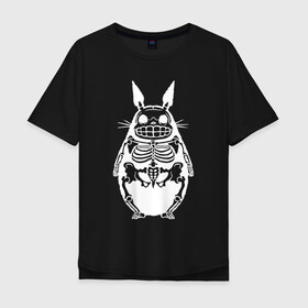 Мужская футболка хлопок Oversize с принтом Тоторо в Кировске, 100% хлопок | свободный крой, круглый ворот, “спинка” длиннее передней части | animal | anime | forest | japan | totoro | аниме | божество | дух | животное | зверь | лес | мой | сосед | тоторо | хранитель | япония
