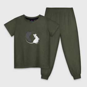 Детская пижама хлопок с принтом Крысы Инь Ян 2020 год в Кировске, 100% хлопок |  брюки и футболка прямого кроя, без карманов, на брюках мягкая резинка на поясе и по низу штанин
 | 