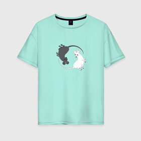 Женская футболка хлопок Oversize с принтом Крысы Инь Ян 2020 год в Кировске, 100% хлопок | свободный крой, круглый ворот, спущенный рукав, длина до линии бедер
 | 
