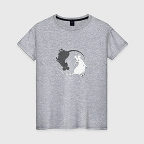 Женская футболка хлопок с принтом Крысы Инь Ян 2020 год в Кировске, 100% хлопок | прямой крой, круглый вырез горловины, длина до линии бедер, слегка спущенное плечо | 