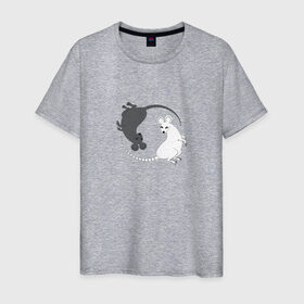 Мужская футболка хлопок с принтом Крысы Инь Ян 2020 год в Кировске, 100% хлопок | прямой крой, круглый вырез горловины, длина до линии бедер, слегка спущенное плечо. | 