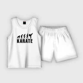 Детская пижама с шортами хлопок с принтом Karate Evolution в Кировске,  |  | боевое искусство | боец | карате | каратэ | каратэ боец | каратэ воин | каратэ до | карте кёкусинкай | кёкусинкай | киокусинкай | пустая рука | путь пустой руки | рука тан | самооборона