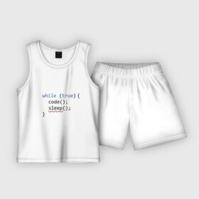 Детская пижама с шортами хлопок с принтом Code  sleep в Кировске,  |  | c | c++ | code | coder | computer | hacker | java | programm | tag | жизнь | код | кодер | программа | программист | сон | хакер | хочу спать