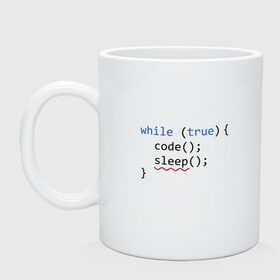 Кружка с принтом Code - sleep в Кировске, керамика | объем — 330 мл, диаметр — 80 мм. Принт наносится на бока кружки, можно сделать два разных изображения | c | c++ | code | coder | computer | hacker | java | programm | tag | жизнь | код | кодер | программа | программист | сон | хакер | хочу спать