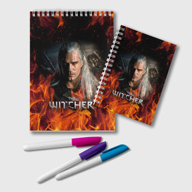 Блокнот с принтом THE WITCHER в Кировске, 100% бумага | 48 листов, плотность листов — 60 г/м2, плотность картонной обложки — 250 г/м2. Листы скреплены удобной пружинной спиралью. Цвет линий — светло-серый
 | Тематика изображения на принте: geralt | netflix | the witcher | witcher | ведьмак | геральт | йенифер | нетфликс | сериал ведьмак | трисс | цири