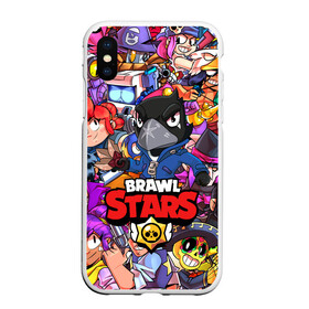 Чехол для iPhone XS Max матовый с принтом BRAWL STARS CROW в Кировске, Силикон | Область печати: задняя сторона чехла, без боковых панелей | brawl stars | brawl stars все персонажи | crow | leon | leon shark | sally leon | shark | stars | акула | берли | ворон | леон | леон акула | спайк | эль примо