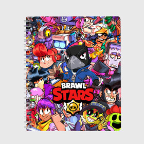 Тетрадь с принтом BRAWL STARS CROW в Кировске, 100% бумага | 48 листов, плотность листов — 60 г/м2, плотность картонной обложки — 250 г/м2. Листы скреплены сбоку удобной пружинной спиралью. Уголки страниц и обложки скругленные. Цвет линий — светло-серый
 | Тематика изображения на принте: brawl stars | brawl stars все персонажи | crow | leon | leon shark | sally leon | shark | stars | акула | берли | ворон | леон | леон акула | спайк | эль примо