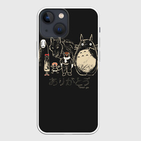 Чехол для iPhone 13 mini с принтом My Neighbor Totoro группа на черном в Кировске,  |  | anime | hayao miyazaki | japanese | meme | miyazaki | piano | studio ghibli | tokyo | totoro | гибли | котобус | мой | сосед | сусуватари | тонари | тоторо | хаяо миядзаки