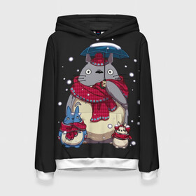 Женская толстовка 3D с принтом My Neighbor Totoro зонт от снега в Кировске, 100% полиэстер  | двухслойный капюшон со шнурком для регулировки, мягкие манжеты на рукавах и по низу толстовки, спереди карман-кенгуру с мягким внутренним слоем. | anime | hayao miyazaki | japanese | meme | miyazaki | piano | studio ghibli | tokyo | totoro | гибли | котобус | мой | сосед | сусуватари | тонари | тоторо | хаяо миядзаки