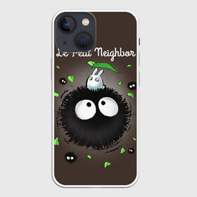 Чехол для iPhone 13 mini с принтом My Neighbor Totoro кролик на микробе в Кировске,  |  | Тематика изображения на принте: anime | hayao miyazaki | japanese | meme | miyazaki | piano | studio ghibli | tokyo | totoro | гибли | котобус | мой | сосед | сусуватари | тонари | тоторо | хаяо миядзаки