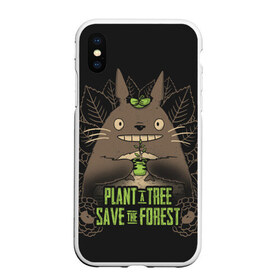 Чехол для iPhone XS Max матовый с принтом Plant a tree Save the forest в Кировске, Силикон | Область печати: задняя сторона чехла, без боковых панелей | anime | hayao miyazaki | japanese | meme | miyazaki | piano | studio ghibli | tokyo | totoro | гибли | котобус | мой | сосед | сусуватари | тонари | тоторо | хаяо миядзаки