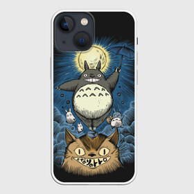 Чехол для iPhone 13 mini с принтом My Neighbor Totoro кот и заяц в Кировске,  |  | anime | hayao miyazaki | japanese | meme | miyazaki | piano | studio ghibli | tokyo | totoro | гибли | котобус | мой | сосед | сусуватари | тонари | тоторо | хаяо миядзаки