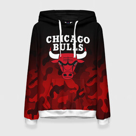 Женская толстовка 3D с принтом CHICAGO BULLS | ЧИКАГО БУЛЛС в Кировске, 100% полиэстер  | двухслойный капюшон со шнурком для регулировки, мягкие манжеты на рукавах и по низу толстовки, спереди карман-кенгуру с мягким внутренним слоем. | bulls | chicago | chicago bulls | nba | red bulls | usa | америка | быки | нба | сша | чикаго буллс