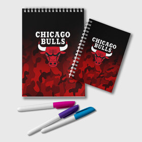 Блокнот с принтом CHICAGO BULLS в Кировске, 100% бумага | 48 листов, плотность листов — 60 г/м2, плотность картонной обложки — 250 г/м2. Листы скреплены удобной пружинной спиралью. Цвет линий — светло-серый
 | bulls | chicago | chicago bulls | nba | red bulls | usa | америка | быки | нба | сша | чикаго буллс