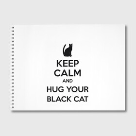 Альбом для рисования с принтом Обними своего черного кота в Кировске, 100% бумага
 | матовая бумага, плотность 200 мг. | black cat | cat | keep calm | кип калм | парные | подарок | черный кот