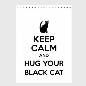 Скетчбук с принтом Обними своего черного кота в Кировске, 100% бумага
 | 48 листов, плотность листов — 100 г/м2, плотность картонной обложки — 250 г/м2. Листы скреплены сверху удобной пружинной спиралью | black cat | cat | keep calm | кип калм | парные | подарок | черный кот