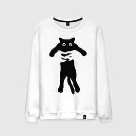 Мужской свитшот хлопок с принтом Черный кот в руках в Кировске, 100% хлопок |  | cat | в руках | глаза | животное | кот | котенок | кошка | милый | черный