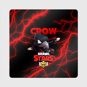 Магнит виниловый Квадрат с принтом  BRAWL STARS CROW | БРАВЛ СТАРС ЛЕОН в Кировске, полимерный материал с магнитным слоем | размер 9*9 см, закругленные углы | brawl stars | crow | leon | leon shark | sally leon | shark | stars | акула | берли | ворон | леон | леон акула | спайк | эль примо