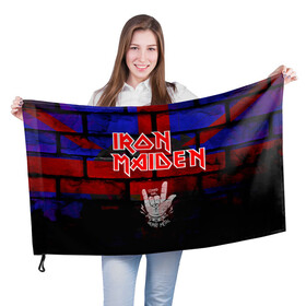 Флаг 3D с принтом Iron Maiden в Кировске, 100% полиэстер | плотность ткани — 95 г/м2, размер — 67 х 109 см. Принт наносится с одной стороны | iron maiden | англия | британия | металл | музыка | рок