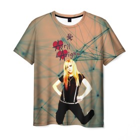 Мужская футболка 3D с принтом Avril Lavigne в Кировске, 100% полиэфир | прямой крой, круглый вырез горловины, длина до линии бедер | Тематика изображения на принте: avril lavigne | аврил лавин | блондиника | музыка | рок