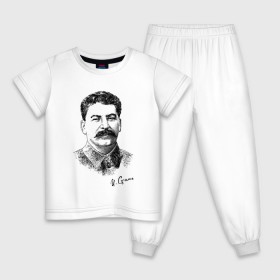 Детская пижама хлопок с принтом Товарищ Сталин в Кировске, 100% хлопок |  брюки и футболка прямого кроя, без карманов, на брюках мягкая резинка на поясе и по низу штанин
 | джугашвилли | иосиф виссарионович сталин | иосиф сталин | коба | сталин | товарищ сталин