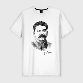 Мужская футболка хлопок Slim с принтом Товарищ Сталин в Кировске, 92% хлопок, 8% лайкра | приталенный силуэт, круглый вырез ворота, длина до линии бедра, короткий рукав | джугашвилли | иосиф виссарионович сталин | иосиф сталин | коба | сталин | товарищ сталин