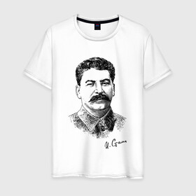 Мужская футболка хлопок с принтом Товарищ Сталин в Кировске, 100% хлопок | прямой крой, круглый вырез горловины, длина до линии бедер, слегка спущенное плечо. | джугашвилли | иосиф виссарионович сталин | иосиф сталин | коба | сталин | товарищ сталин
