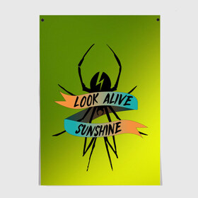 Постер с принтом Look alive sunshine в Кировске, 100% бумага
 | бумага, плотность 150 мг. Матовая, но за счет высокого коэффициента гладкости имеет небольшой блеск и дает на свету блики, но в отличии от глянцевой бумаги не покрыта лаком | Тематика изображения на принте: alive | look | my chemical | rok | romance | sunshine