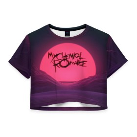 Женская футболка Crop-top 3D с принтом MCR Logo в Кировске, 100% полиэстер | круглая горловина, длина футболки до линии талии, рукава с отворотами | Тематика изображения на принте: 2007 | chemical | emo | logo | mcr | rock | romance | вокалист | группа | джерард | лого | рок | уэйн | эмо