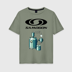 Женская футболка хлопок Oversize с принтом SAMOGON в Кировске, 100% хлопок | свободный крой, круглый ворот, спущенный рукав, длина до линии бедер
 | salomon | прикол | приколы | самогон | шутка | юмор