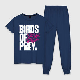 Женская пижама хлопок с принтом Birds of Prey logo в Кировске, 100% хлопок | брюки и футболка прямого кроя, без карманов, на брюках мягкая резинка на поясе и по низу штанин | birds of prey | harley quinn | марго робби | потрясающая история харли квин | харли квин | хищные птицы