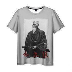 Мужская футболка 3D с принтом Морихэй Уэсиба в Кировске, 100% полиэфир | прямой крой, круглый вырез горловины, длина до линии бедер | aikido | аикидо | айкидо | восточные единоборства | единоборства | морихей уэсиба