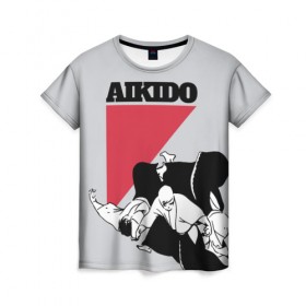 Женская футболка 3D с принтом Aikido в Кировске, 100% полиэфир ( синтетическое хлопкоподобное полотно) | прямой крой, круглый вырез горловины, длина до линии бедер | 