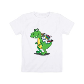 Детская футболка хлопок с принтом Динозавр в Кировске, 100% хлопок | круглый вырез горловины, полуприлегающий силуэт, длина до линии бедер | Тематика изображения на принте: 